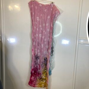 Disney Princess Scarf OS Pink Blue No Tags Belle Snow White Cinderella Ariel